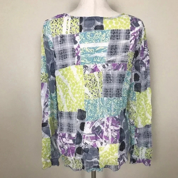Chalet Et Ceci Womens Size Medium Long Sleeve Top Crinkled Lagenlook Art to Wear - Picture 5 of 16